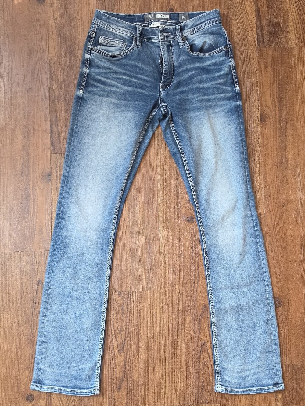 BKE Jake Men’s Washed Blue Straight Leg Jeans 30L